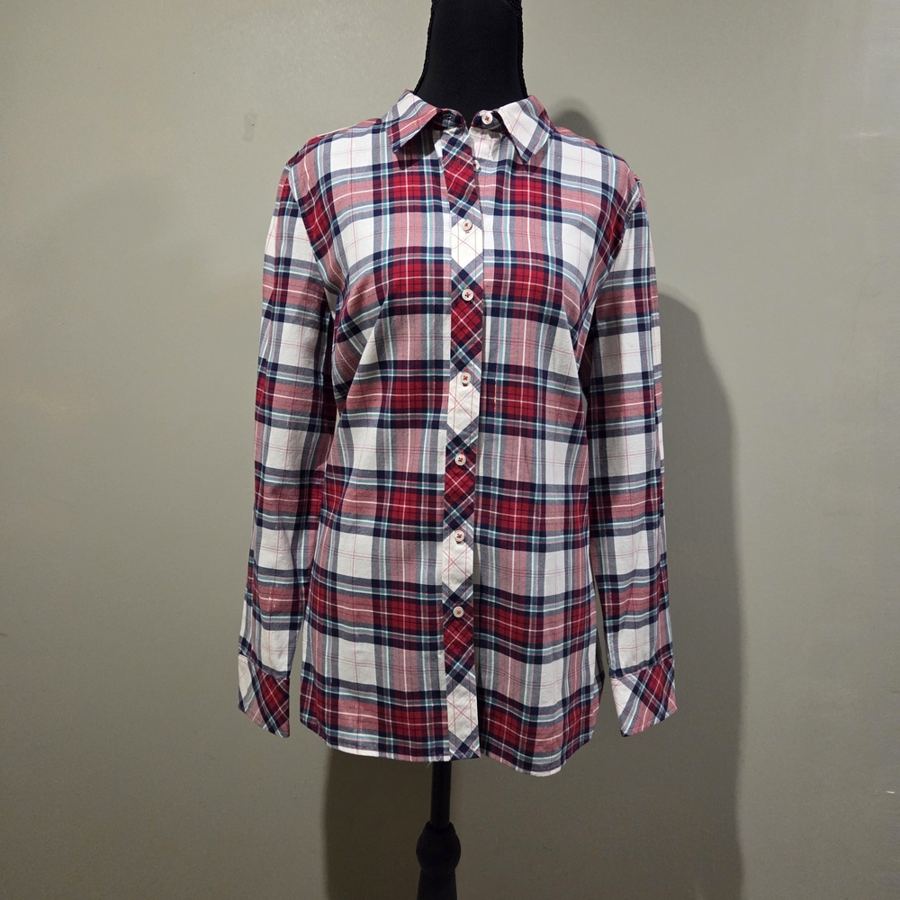 Talbots Red and Blue Plaid Shirt - Picture 3 of 9